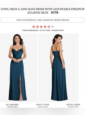 Atlantic Blue Cowl-Neck Maxi Dress